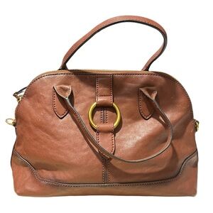 FRYE Brown Leather Bag Brass Ring Dome Bag